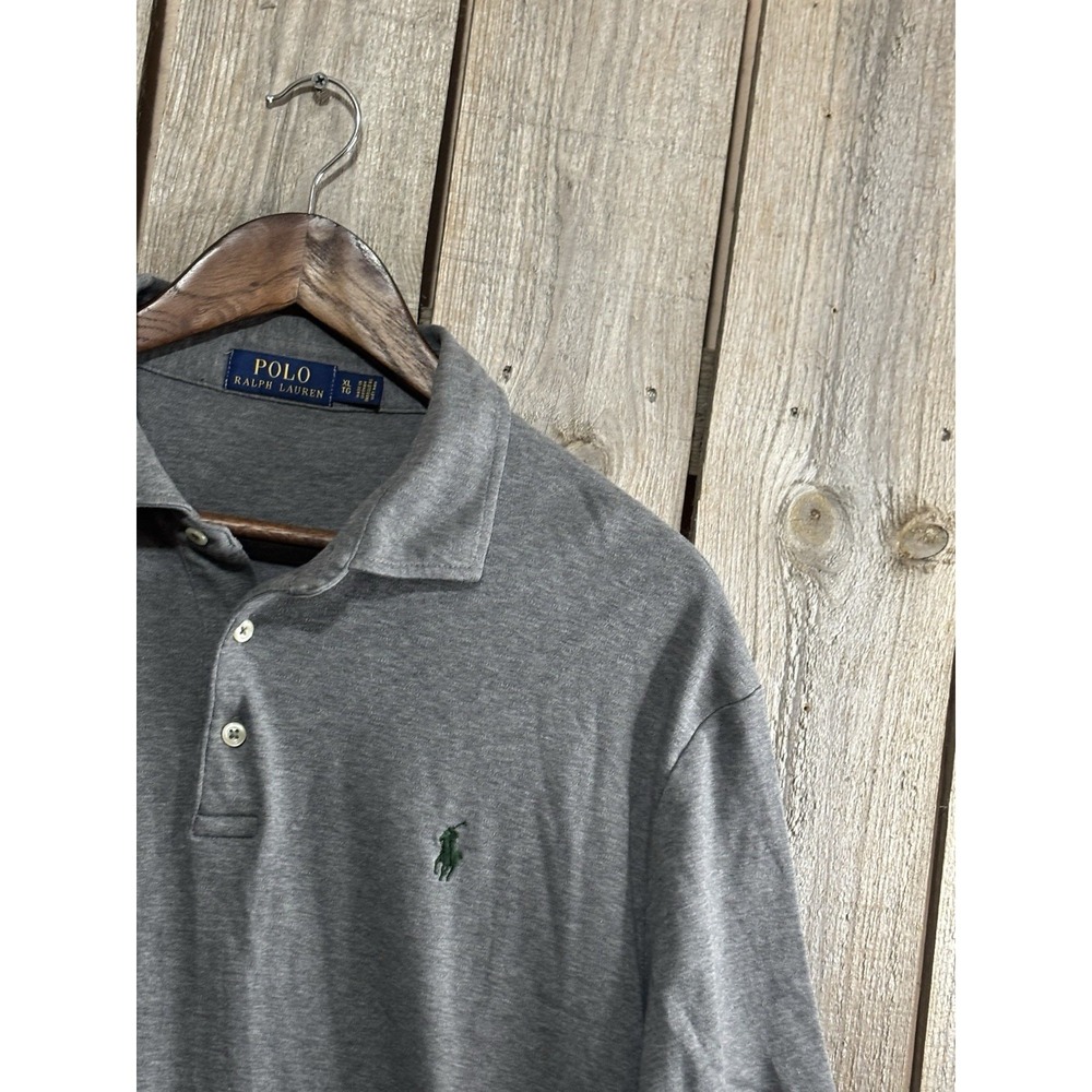 Polo Ralph Lauren‎ Gray Polo Shirt Green Pony Logo Men's XL Cotton Classic Fit